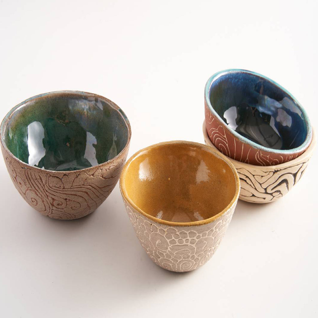 Set of 4 Medium Handmade Ceramic Bowls