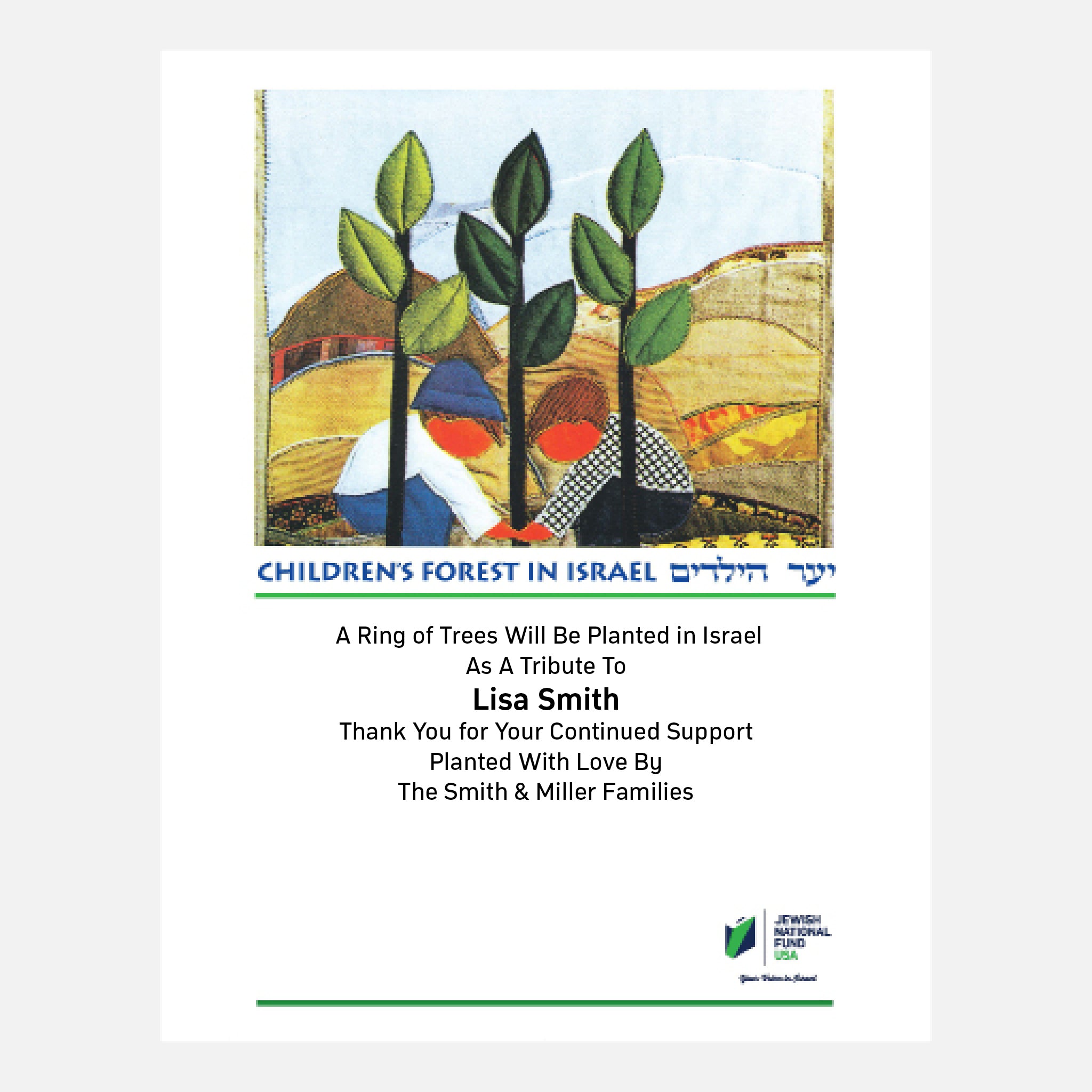 Seven Forest Project 安納切り苗500本 5月28日頃 Children's Forest - JNF Plant A Tree | Jewish National Fund-USA