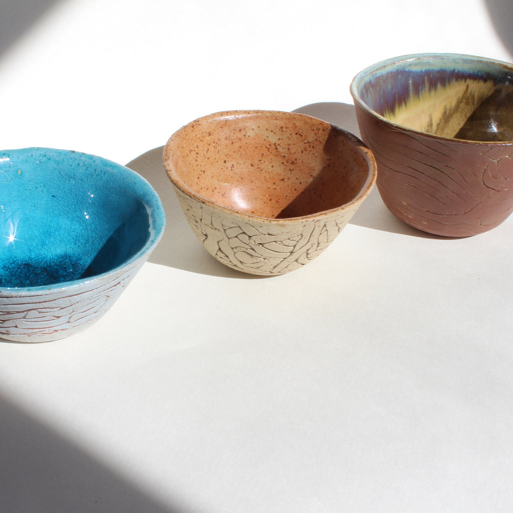 Set of 3 Handmade Ceramic Bowls in Varied Sizes